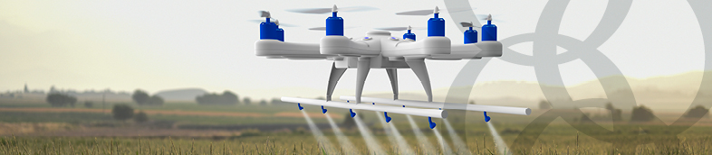 Drone spraying a field.