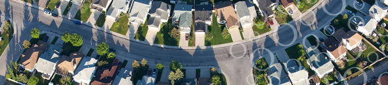 Aerial of residential community.