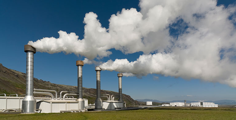 steam emitted from a power plant