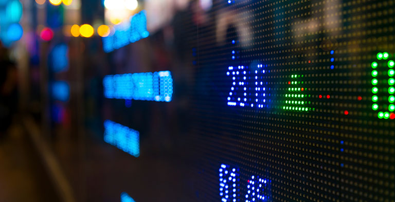 Digital stock market chart display