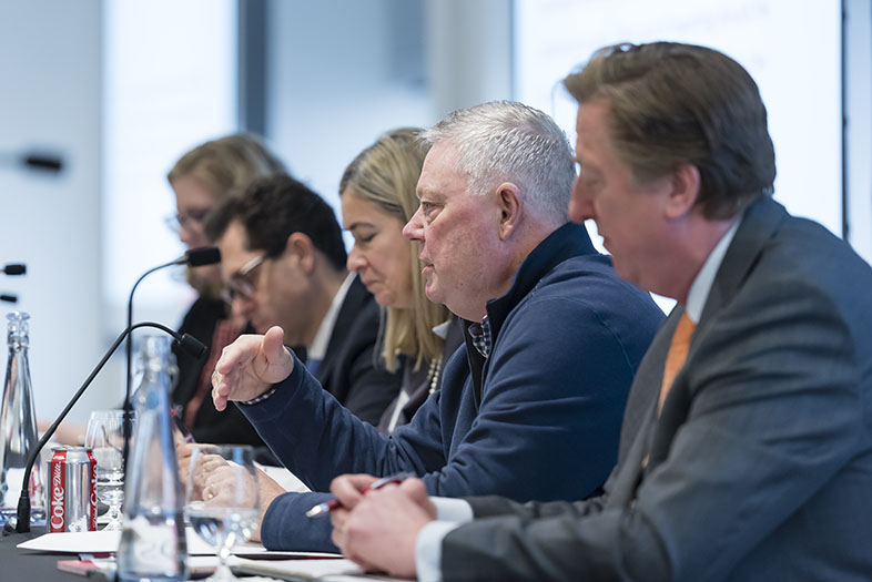 Alan Hibben, second from the right, discusses preparing for and managing financial distress as a director. From left, panelists Mary Paterson, Marc Wasserman, Daniella Dimitrov and Andrew MacDougall.
