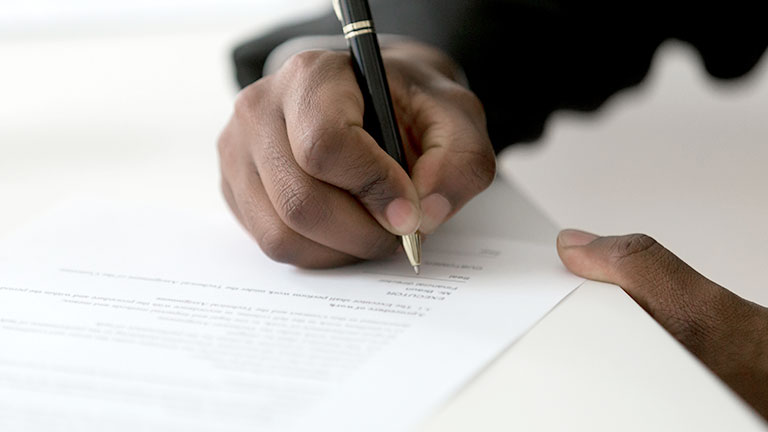 Signing legal documentation