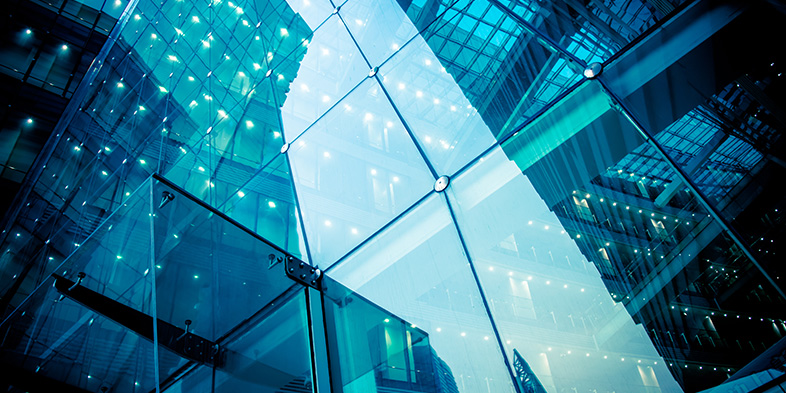 Blue glass building