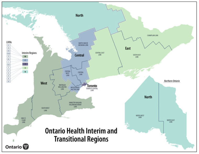 14 LHINs will be clustered into five Ontario Health Interim and Transitional Regions